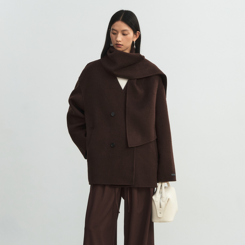 AIRIQI25冬新款廓形双面呢大衣