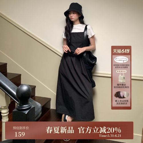 AIRIQI春季新款一字领极简连衣裙