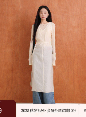 AIRIQI商场同款25秋新款系带收腰设计感V领背心连衣裙AY53LQ293