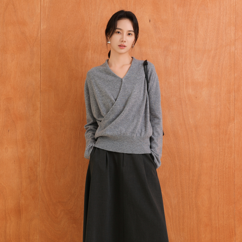 AIRIQI25秋新款通勤全羊毛针织衫