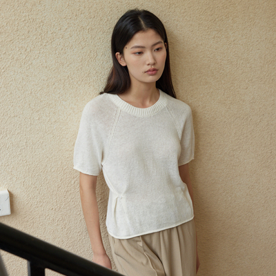 AIRIQI夏季新款针织亚麻T恤