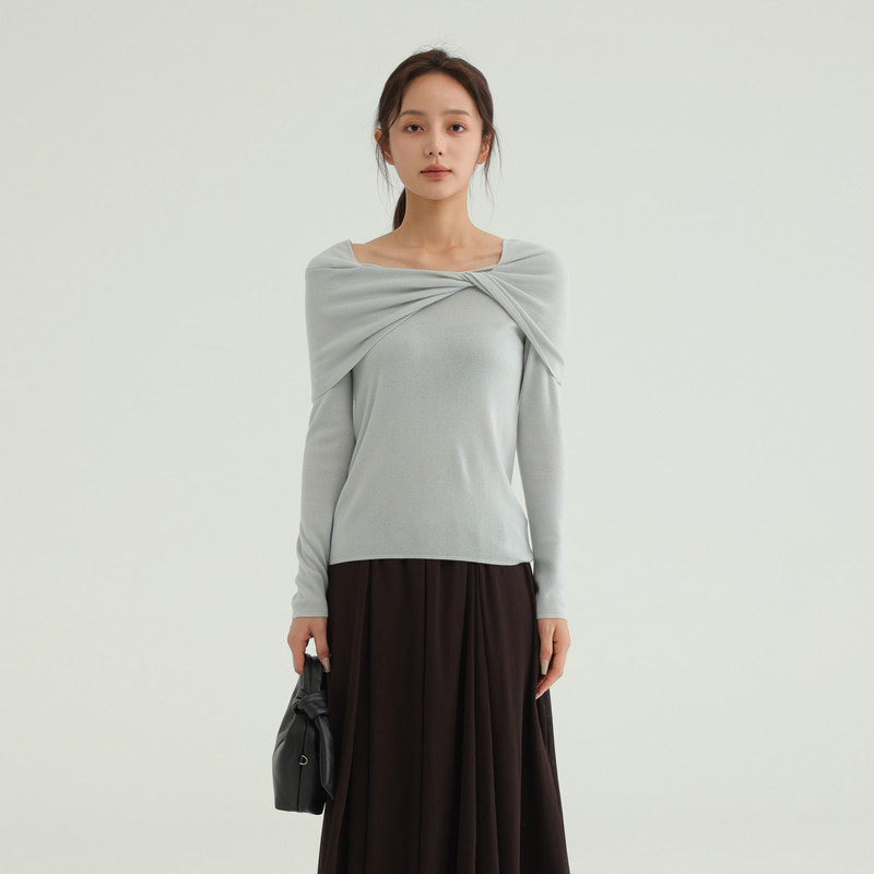 AIRIQI25秋新款扭结设计感针织衫