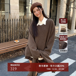 开拆卸围巾羊毛套装 慵懒风针织衫 AZ44MS374 新款 黑标BAIZHUO冬季