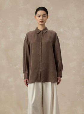 黑标BAIZHUO商场同款26春新款休闲复古落肩翻领纽扣衬衫AZ61CS035