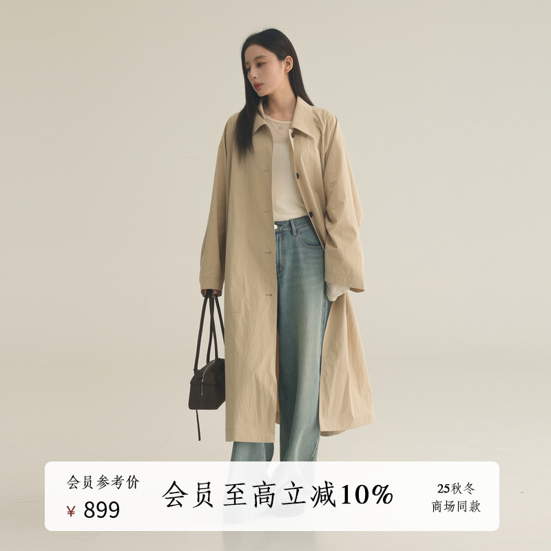 AIRIQI25秋新款长款风衣外套