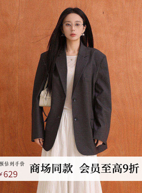 AIRIQI商场同款25秋新款小翻领简约宽松廓形西装外套女AY53XZ223