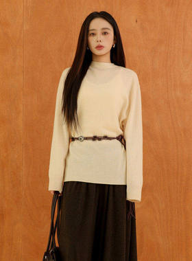 黑标BAIZHUO商场同款25冬新款简约气质长袖羊毛针织衫AZ54MS157