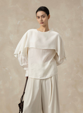 黑标BAIZHUO商场同款26春新款休闲斗篷披肩设计感衬衫女AZ61XS034