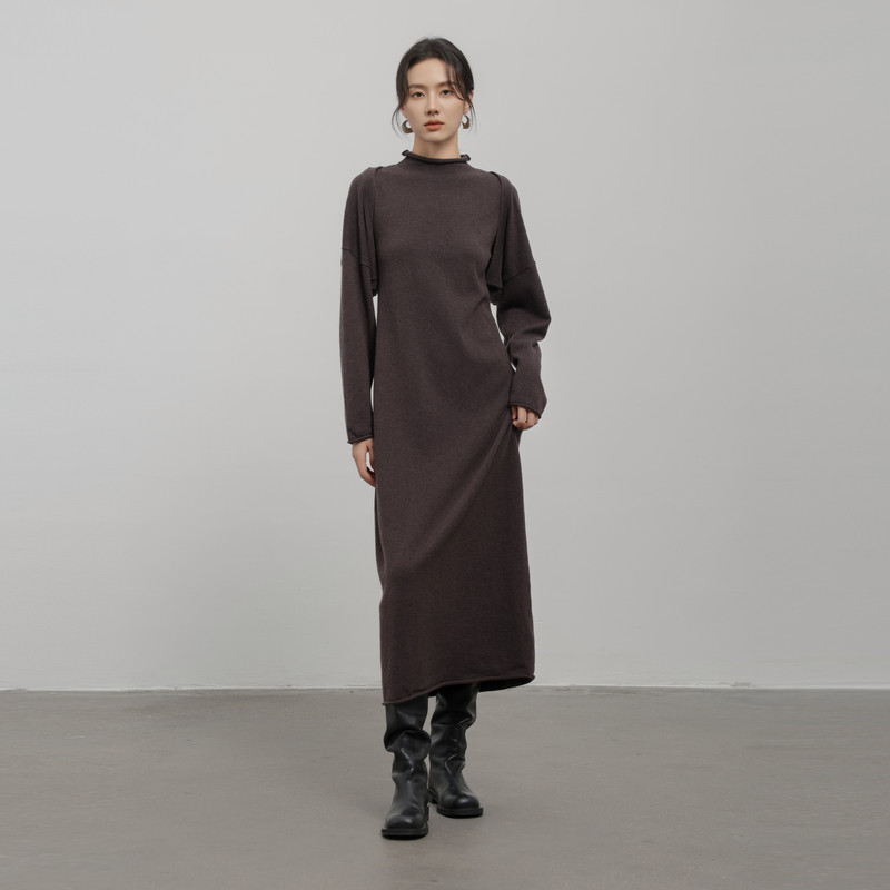 黑标BAIZHUO春季新款极简背心连衣裙+针织衫羊毛套装女AZ4