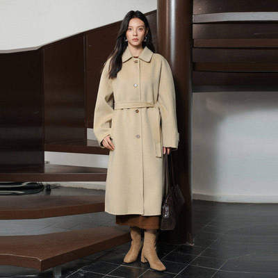 AIRIQI冬季新款小翻领双面呢大衣