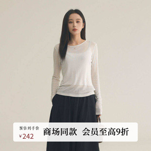 女AY53DS336 休闲简约圆领微透针织打底衫 AIRIQI商场同款 25秋新款