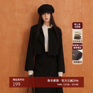 夹克短外套AZ43WT300 休闲极简风正肩无领西装 黑标BAIZHUO秋季 新款