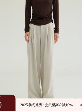 AIRIQI商场同款25秋新款休闲高腰直筒阔腿西装休闲裤女AH53CK200