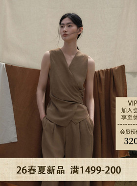BAIZHUO商场同款26夏新款围裹式无袖天丝廓形衬衫小衫AZ62XS263
