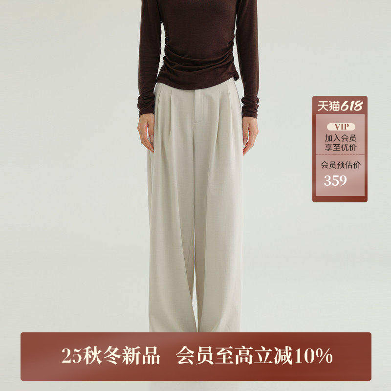 AIRIQI商场同款25秋新款休闲高腰直筒阔腿西装休闲裤女AH53CK200