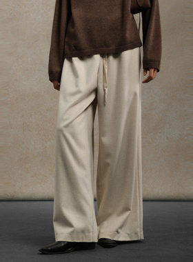 黑标BAIZHUO商场同款25冬新款高腰显瘦抽绳阔腿休闲裤女AZ54CK369