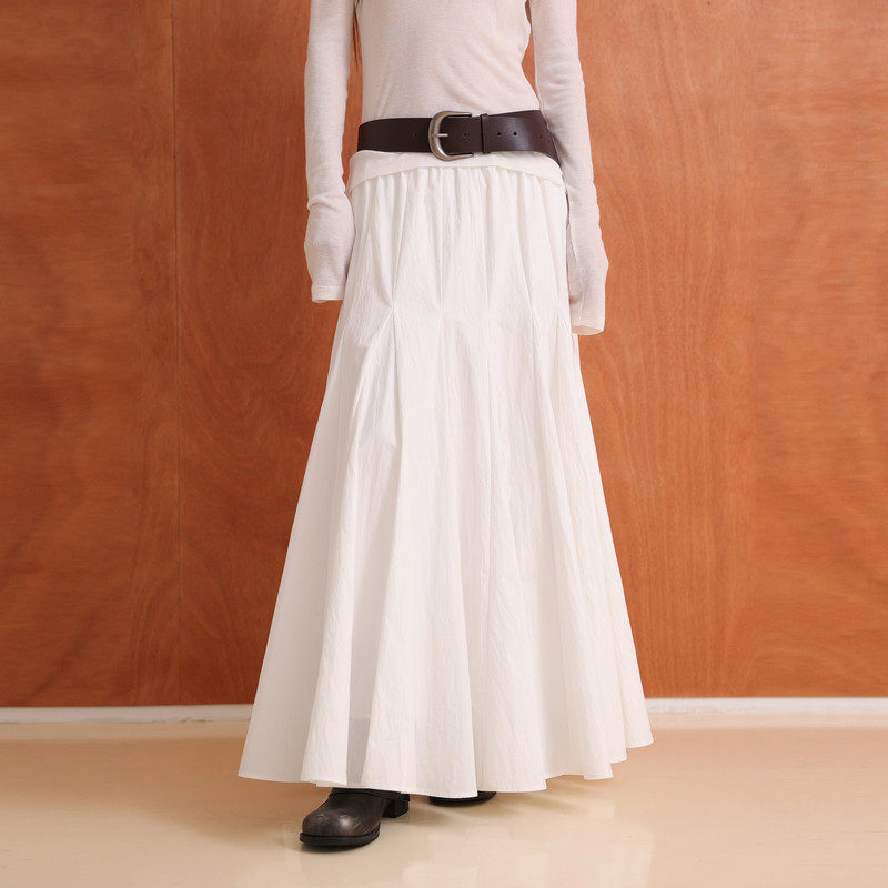 AIRIQI商场同款25秋新款休闲高腰百褶A字喇叭伞裙半身裙AY