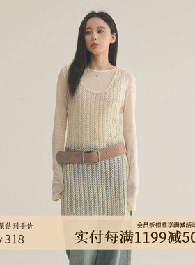 AIRIQI商场同款25秋新款钩花镂空叠穿设计感针织连衣裙AX53LQ048