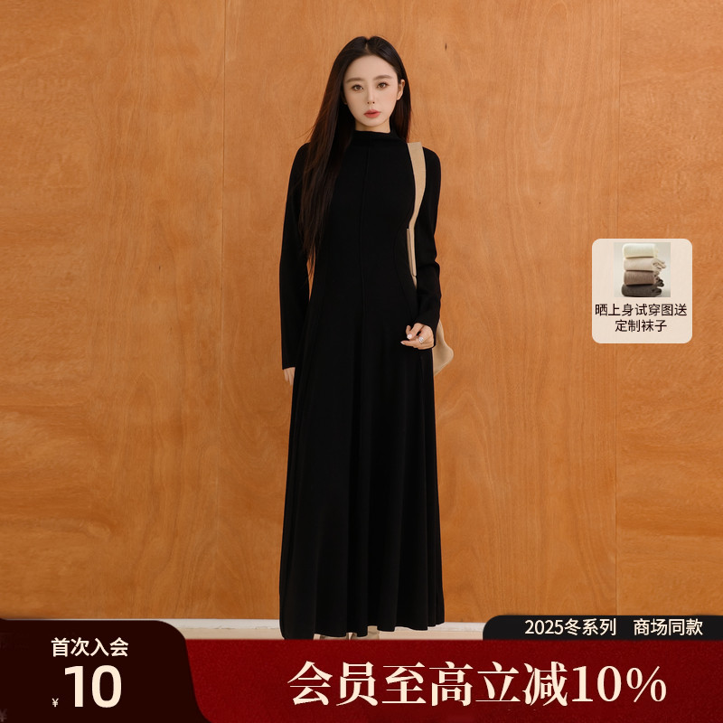 AIRIQI25冬新款廓形羊毛连衣裙