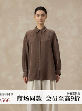 黑标BAIZHUO商场同款26春新款休闲复古落肩翻领纽扣衬衫AZ61CS035