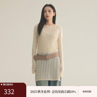 AIRIQI商场同款25秋新款钩花镂空叠穿设计感针织连衣裙AX53LQ048