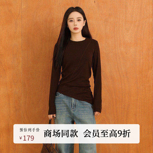 针织打底衫 设计感褶皱圆领长袖 AY54DS225 25冬新款 AIRIQI商场同款