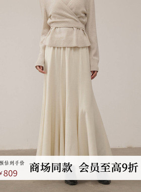 黑标BAIZHUO商场同款25冬新款温柔气质松紧腰鱼尾半身裙AZ54BQ414