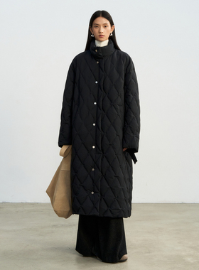 AIRIQI商场同款25冬新款双面穿立领菱格纹长款羽绒服女AX54YR030