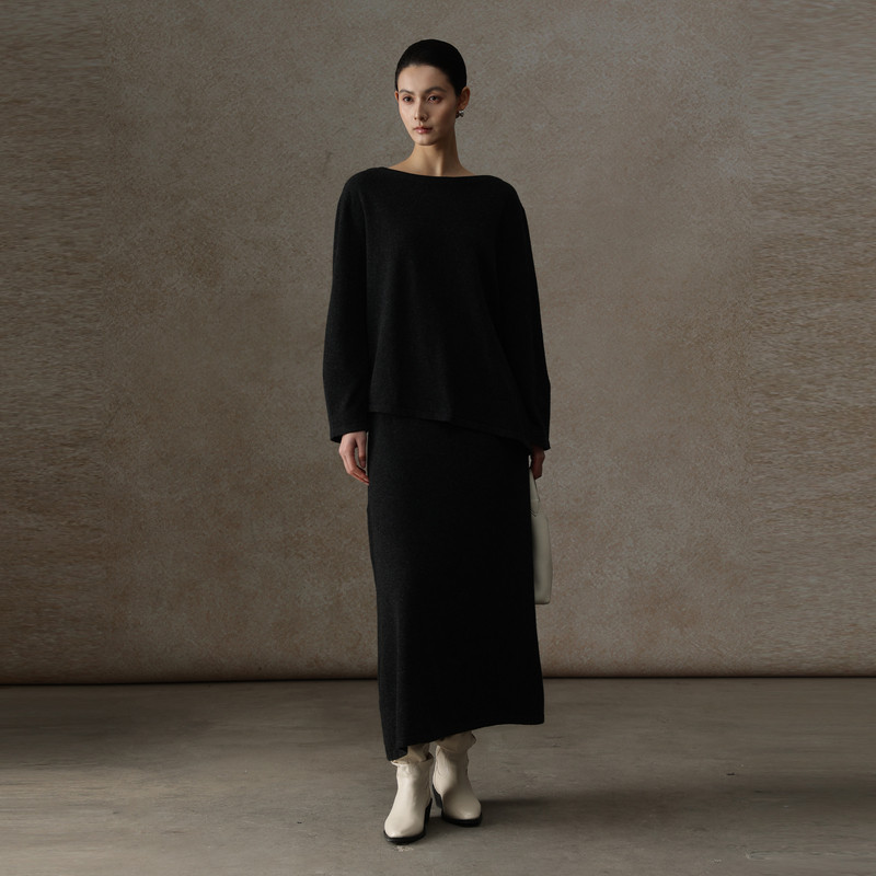 黑标BAIZHUO商场同款25冬新款毛衫+半身裙羊毛针织套装AZ