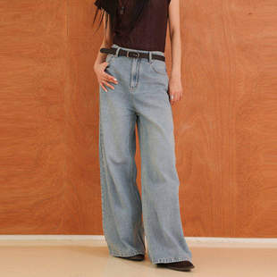 气质牛仔裤 宽松休闲百搭直筒阔腿时尚 女AN53NC384 新款 AIRIQI秋季