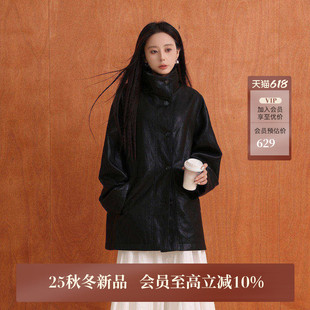 AIRIQI商场同款25秋新款百搭休闲翻领设计感PU夹克外套AY53WT198