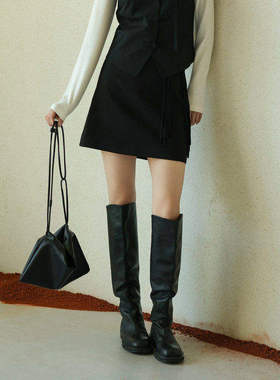 AIRIQI秋季新款通勤高腰显瘦垂坠流苏设计感短款半身裙AH43BQ030