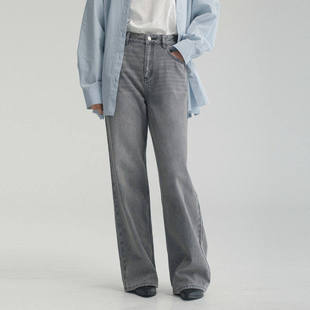 AI44NC202 休闲百搭通勤风高腰宽松直筒阔腿牛仔裤 AIRIQI冬季 新款