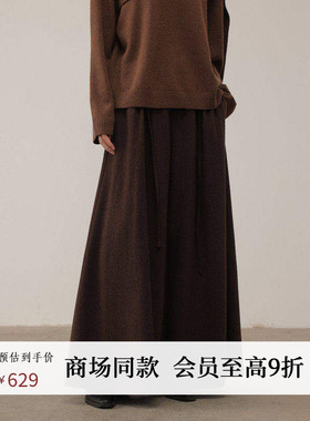 AIRIQI商场同款25冬新款宽松舒适松紧腰弯刀阔腿长裤女AH54CK405