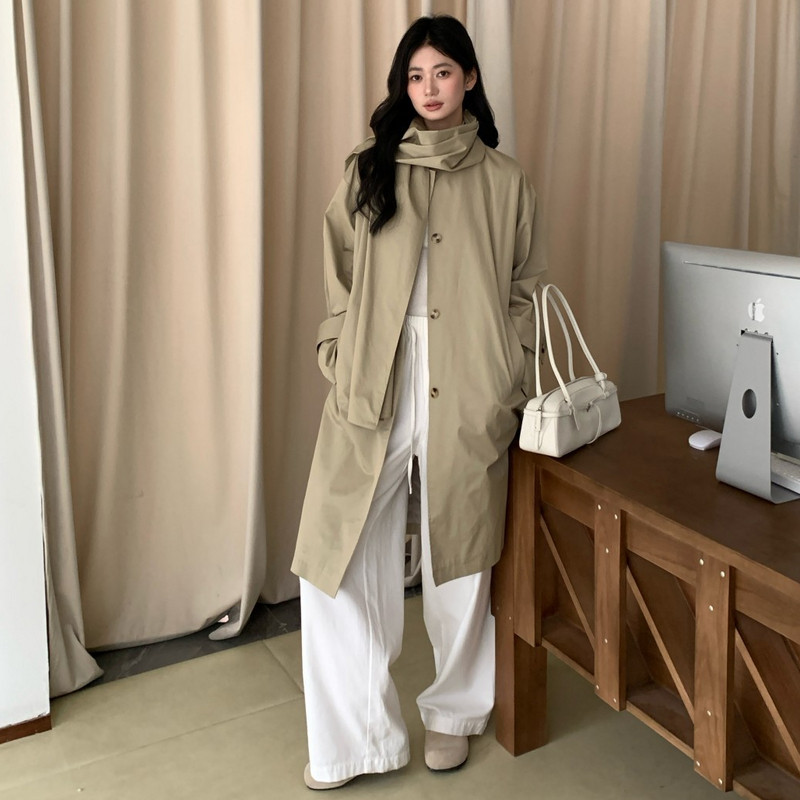 AIRIQI春季新款松弛感落肩风衣图片