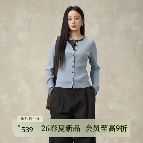 AIRIQI26春新款假两件针织开衫