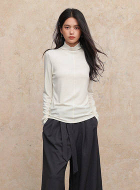 黑标BAIZHUO商场同款25冬新款简约舒适半高领针织打底衫AZ54DS223