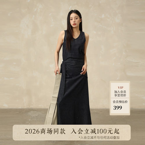 AIRIQI26夏新款侧边腰巾连衣裙
