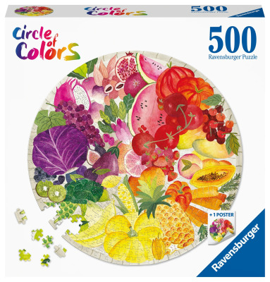 Ravensburger睿思圆形拼图-水果蔬菜-500片进口拼图益智解压烧脑