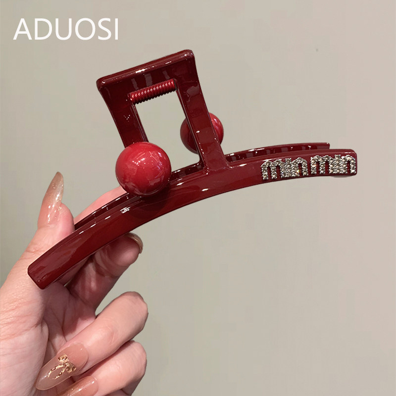 红色珠珠亚克力大号抓夹简约水钻高级感盘发夹后脑勺头饰鲨鱼夹,饰品/流行首饰/时尚饰品新,发饰,淘宝优惠券,粉丝福利购,淘宝优惠卷