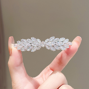 气质轻奢翅膀弹簧夹麦穗发夹女侧边顶夹弹横一字夹水钻精致发卡女