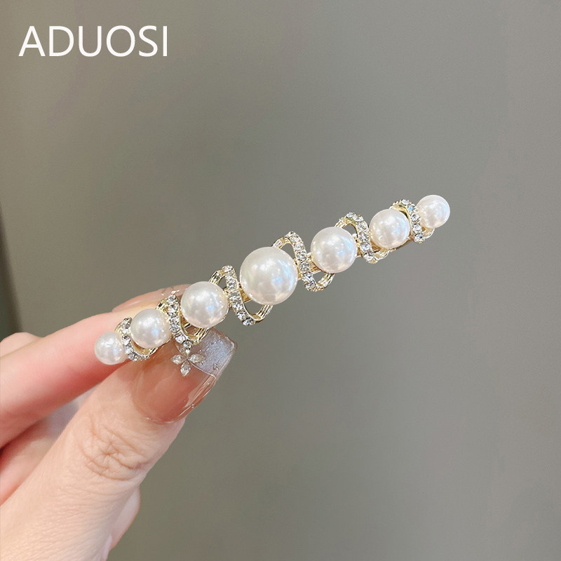 气质法式珍珠一字横夹气质镂空水钻半扎弹簧夹发卡高级感发夹头饰,饰品/流行首饰/时尚饰品新,发饰,淘宝优惠券,粉丝福利购,淘宝优惠卷