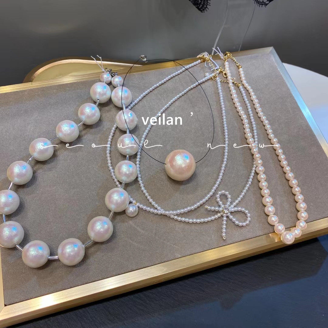 人造珍珠项链韩国饰品设计感小众锁骨链个性时尚款吊坠毛衣链颈链