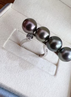 四珠曲线平衡木戒指珍珠配件