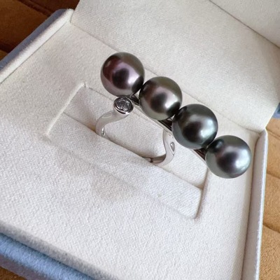 四珠曲线平衡木戒指珍珠配件