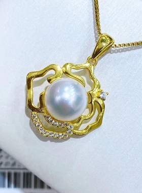 日式进口配件精工珍珠吊坠金色女