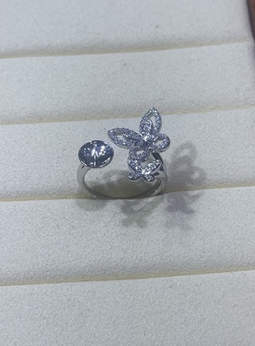 双蝴蝶珍珠戒指配件s925纯银