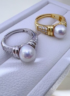 复古麻花珍珠戒指配件