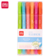 得力荧光笔学生用记号笔彩色花边滚轮荧光笔6支 盒