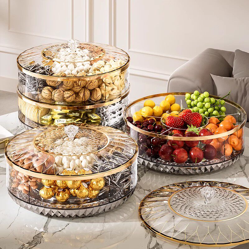 新年干果盘茶几零食糖果坚果客厅高端精致高颜值家用收纳盒水果盘